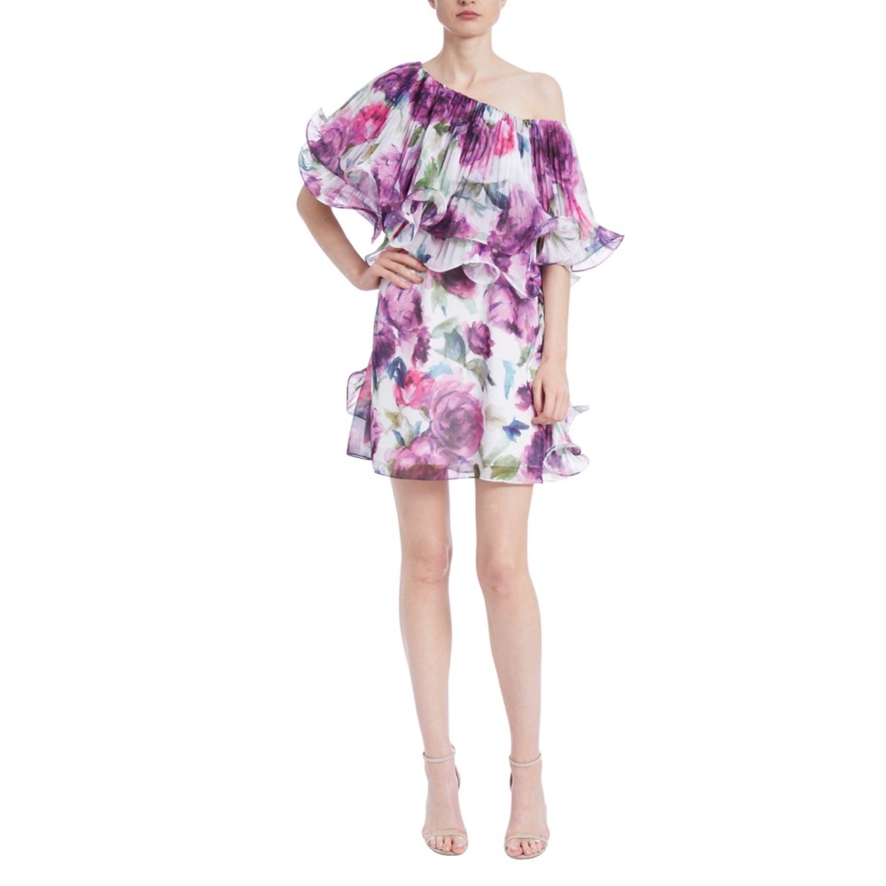 New with tags! Floral Badgley Mischka One Shoulder Dress size 16